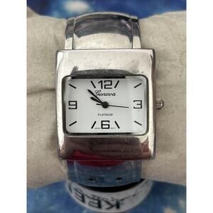 Geneva Platinum Silver Tone Women’s Cuff Watch